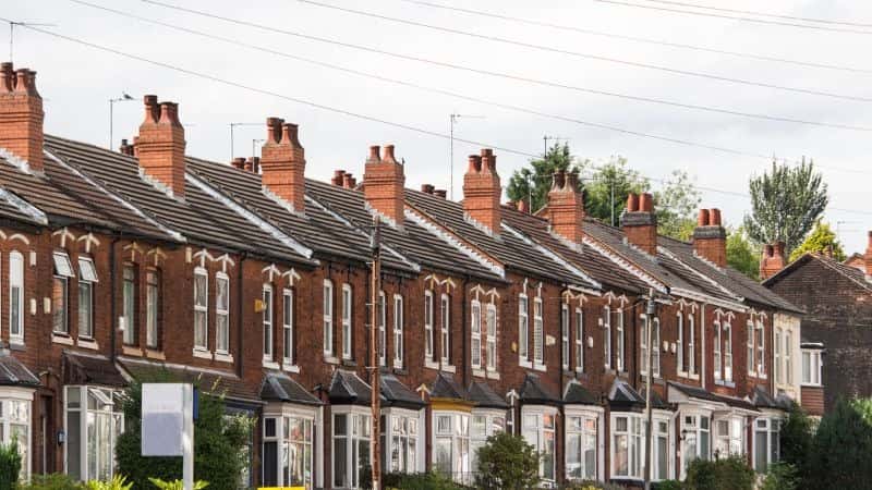 A row of red-brick terraced houses